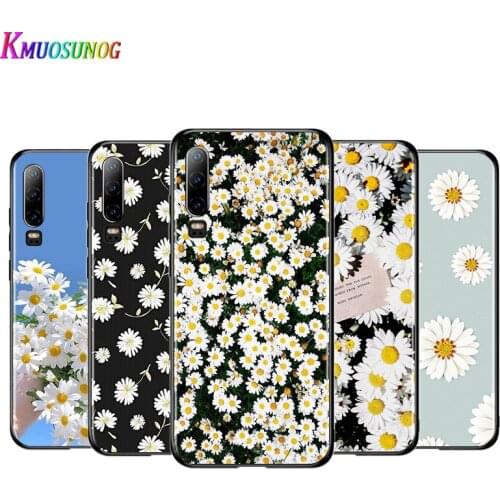 Beautiful Flower Daisy Silicone Cover For Huawei P40 P30 P20 Pro P10 P9 P8 Lite E Plus 2019 2017 5G Black Soft Phone Case