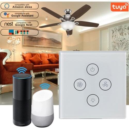 Smart Timing Touch Fan Light Switch Smart Google Home Alexa Voice Control Tuya Smart WiFi Remote Control Ceiling Fans Switch