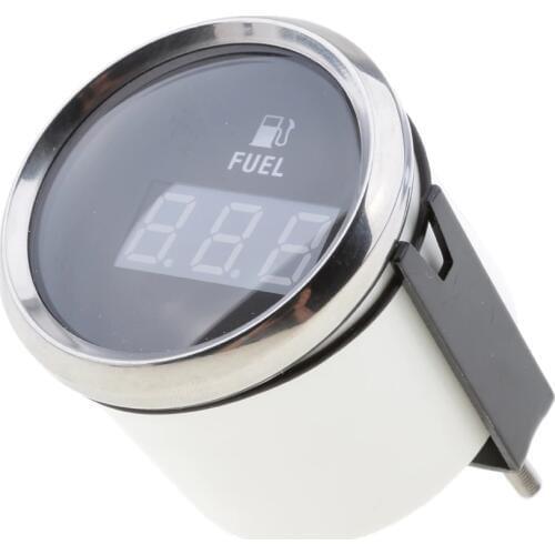 Marine Boat Digital Fuel Level Meter Gauge 0-190ohm 9-32V 52mm Black Chrome