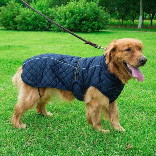 Pet Reflective Warm Jacket Large Dogs Thickening Warm Coat For Autumn Winter Puppy Coat Blue Red