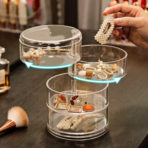 360 Degree Rotating Jewlery Box Simple Girl 's Desktop Adjustable Storage Rack Accessories Bracelet Head Rope Makeup Storage Box