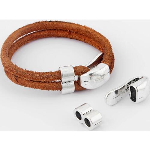 5pcs Clasp Bent Hook For Two Stand 5mm Round Leather DIY Bracelet Jewelry Making Accessories Findings