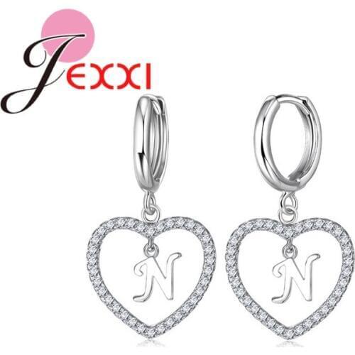 Luxury Romantic Letter Shape Earrings 925 Sterling Silver Cubic Zircon Fashion Modern Trendy Girls Engagement Jewelry