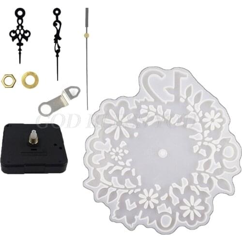 1 Set Flower Clock Wall Decoration Crystal Epoxy Resin Mold Hanging Ornaments Casting Silicone Mould DIY Crafts Casting Tools