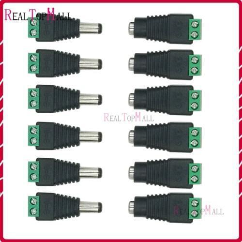 100pcs/pack Female DC Power Adapter Plug 5.5mm x 2.1mm Male Connector easy For CCTV Camera LED Strips