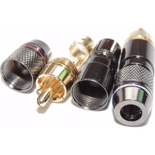 12PCS Copper RCA Plug Gold Plated Audio Video Adapter Connectors Soldering