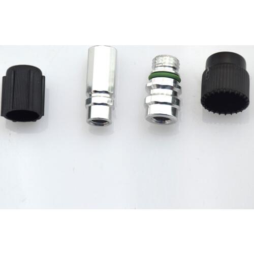 2pcs AC Charging Port Service Hi/Low Ball Valves With Black Caps For GM Ford