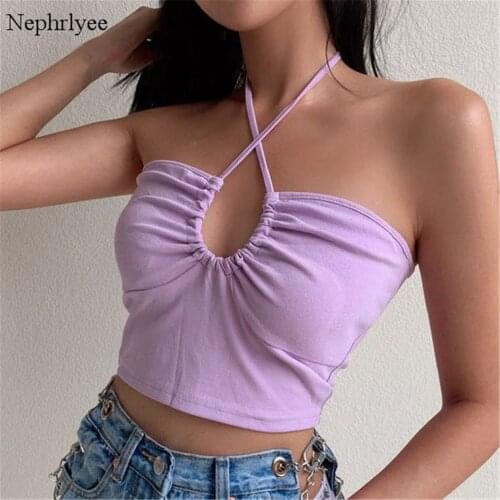 2021 New Sexy Strappy Summer Halter Crop Top Women Summer Backless Cami Tops Tees Ladies Fashion Fitness Camisole Party CA167