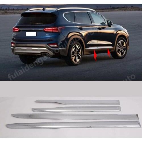 4pcs For Hyundai Santa Fe 2019-2020 ABS Chrome Door Body Side Molding Decorative Strips Cover Trim Car Styling Accessories