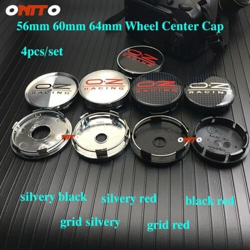 Hot 4PCS 56mm 2.2" 60mm 2.36" 64mm Car Emblem Wheel Center Cap Covers Chrome/ABS Auto Accessorie Wheel Hub Cap For OZ OZ racing