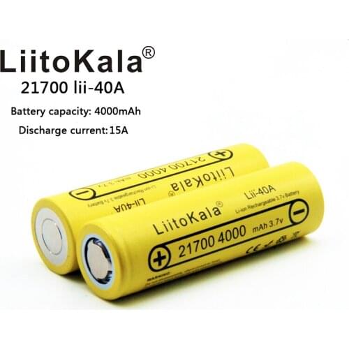 LiitoKala Lii-40A 21700 4000mah Rechargeable Battery lithium 40A 3.7V 10C discharge High Power batteries High Drain Batteries
