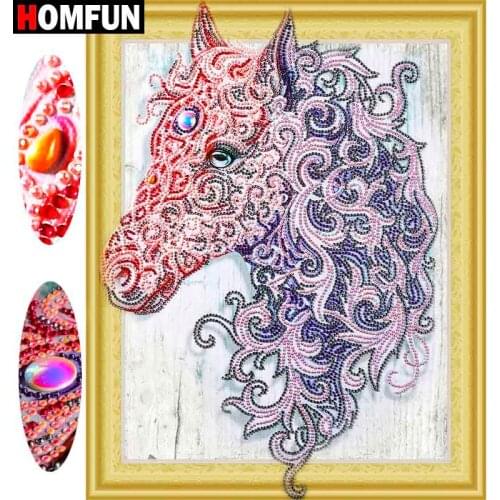 HOMFUN Special Shape Diamond Embroidery Animal DIY Diamond Painting Horse Cross Stitch Picture Of Rhinestone 5D GIft 40x50cm