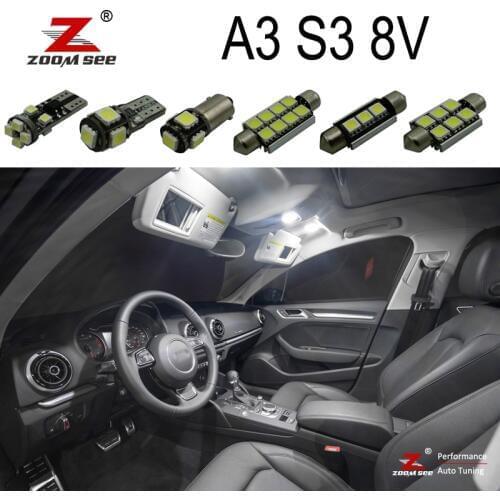 15pc X Canbus Error Free Car LED Bulb Interior Reading Light Kit Package for Audi A3 S3 8V Accessories (2014+)