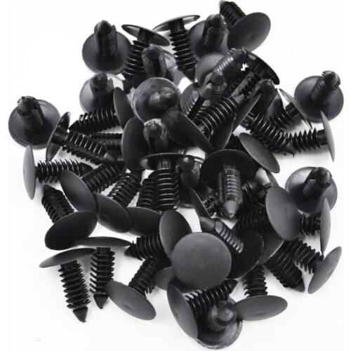 Vehicle Universal 100PCS Black Plastic Rivet Push in 7.5mm Car Trunk Roof Trim Panel Fastener Clip