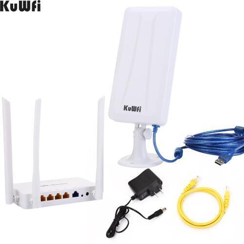 KuWFi 300mbps Wireless Router+High Gain Wifi USB Adapter 300Mbps High Power Wifi Router one Set Extend Wifi Signal Share 32users