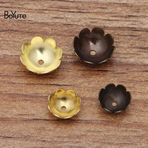 BoYuTe (200 Pieces/Lot) Wholesale Metal Brass Stamping 8MM Flower Bead Caps Diy Hand Made Jewelry Making Materials