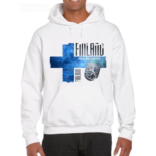O Neck Brand Clothing Cotton Finland Flag Design White Top Modern Men Sizes Hoodies Sweatshirt