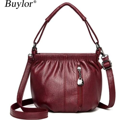 Buylor High Quality Leather Handbags Retro Casual Shoulder Bags for Women All-Match Ladies Crossbody Bag Small Purses