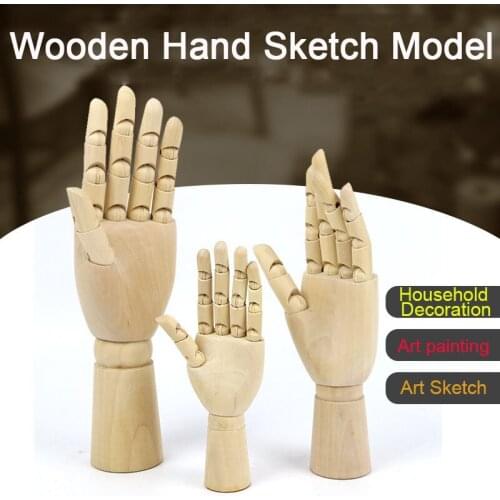 7/10/12 Inch Wood Man Art Mannequin Hand Model for Home Decor Drawing Sketch Sectioned Flexible Fingers Manikin Hand Figure