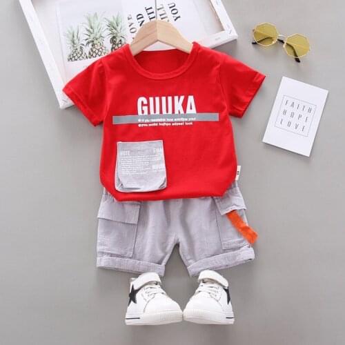 Children Clothing Suits Baby Boys Girls Cartoon Letters T-shirt Pants 2Pcs/Sets Infant Summer Outfit Kids Tracksuits for 0-4 Yrs