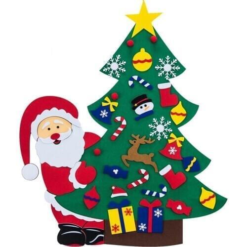 DIY Felt Christmas Tree Wall Hanging For Toddlers Kids Fun Toys Xmas Party Gifts Mini Christmas Home Decoration