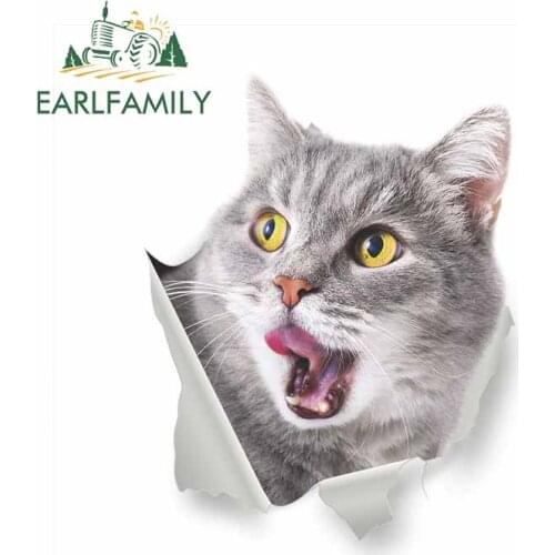EARLFAMILY 13cm x 10.4cm For Torn Cat Graffiti Car Stickers Personality Creative Decal Motorcycle Scratch-proof Vinyl Material