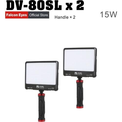 FalconEyes 2pcs/lot 15W Portable Super Slim LED Fill LIGHT for camera or camcorder 80pcs LEDs with Handheld Holder DV-80SL Kit