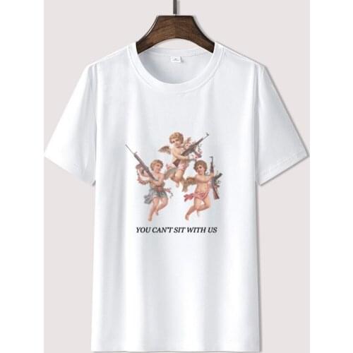 Gun t shirt Angel with Guns T-shirt Unisex angel Ak-47 Funny Weapon T-shirt Art Tee