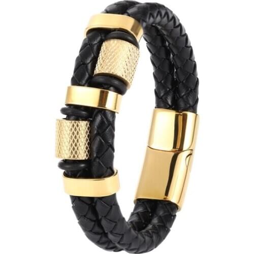 Classic Fashion High Quality Metal Magnet Clasp Leather Bracelet Leather Cord Bracelet Accessories