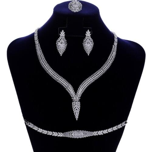 Jewelry Sets HADIYANA Waterdrop Design Women Wedding Party Necklace Earrings Ring And Bracelet Set CNY0110 Conjunto de joyas