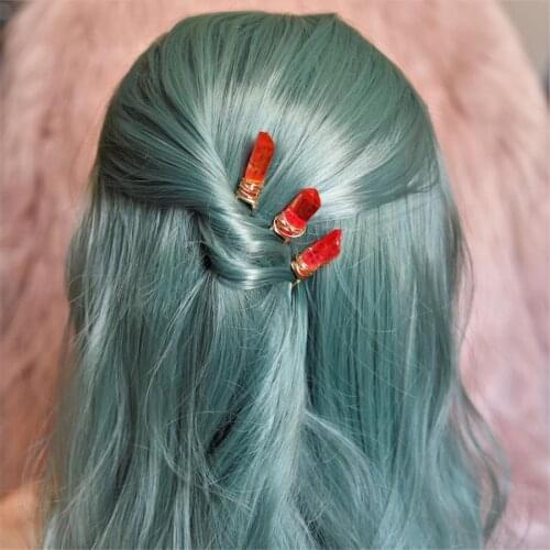 Red Quartz Crystal Bridal Hair Pins Black Hair Pin Quartz Hair Pin Hair Accessories Jewelry Barrettes Woman WWedding Hair Pin