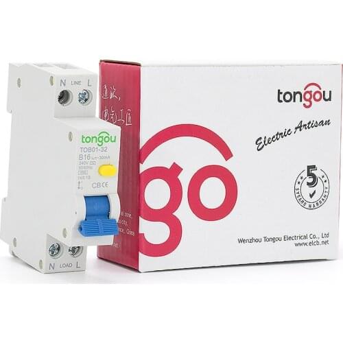 Curve B 18mm RCBO ELCB DPN 32A 30mA 1P+N Residual current Circuit breaker with over current and Leakage protection