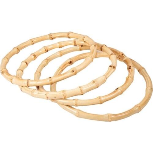 Round Bamboo Purse Handbag Purse Handles Replacement for Handcrafted Handbag DIY Bags Accessories for Hand Bags