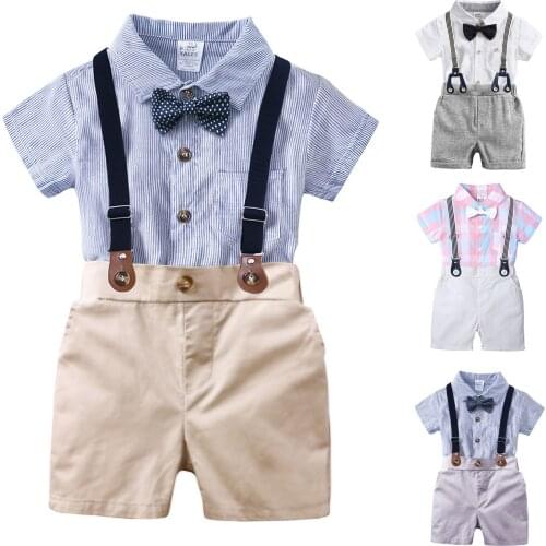 Fashion Toddler Infant Kids Baby Boys Clothes Lapel Short Sleeve Tie Bow Shirt+Belt Shorts Pants Gentleman Party Outfits Set#g4