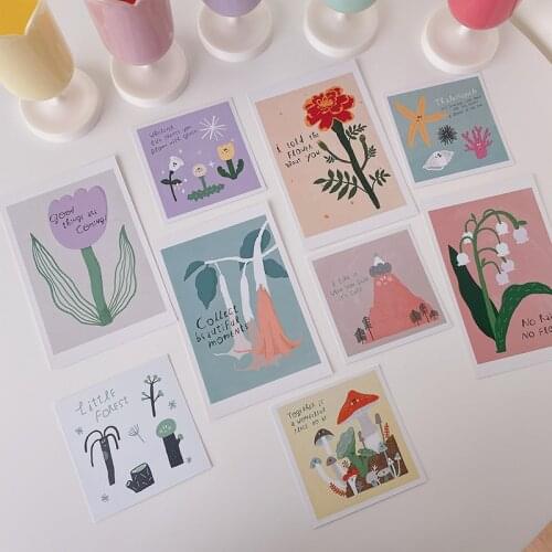9 Sheets Plants Flower Decorative Card Set Korean Diy Scrapbook Wall Bedroom Background Photo Props Postcard Stationery
