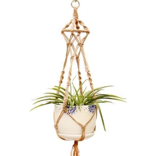 Wall Rope Plant Hanger for Hanging Basket Flower Pot Support Home Furniture Decoration Brown