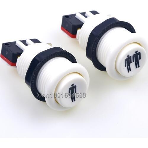 New 10pcs/lot of One Player & Two Player Button USA Start Buttons Arcade Start Push Buttons for Arcade Machine Accessoy - White