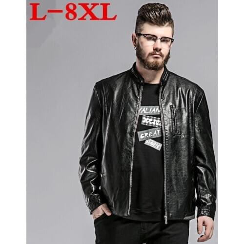 New plus size 8XL 7XL 6XL 5XL Autumn New Mens Leather Jacket Baseball PU Leather Coat Male Motorcycle Jacket chaquetas hombre