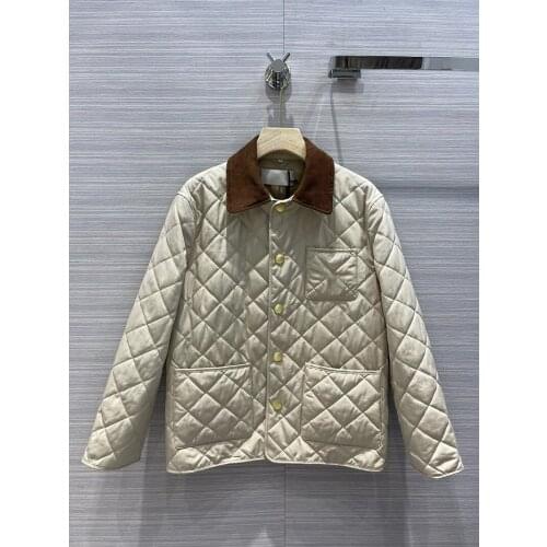 Oose Casual New Daily Winter Womens Jacket Turn-down Collar Warm Argyle Cotton Outerwear Pocket Streetwear Female Short Coat