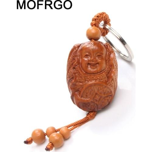 Peach Tree Wood Products Peanut Cute Doll Keychain Buddhist Geomantic Supplies Car Key Ring Pendant Keychain