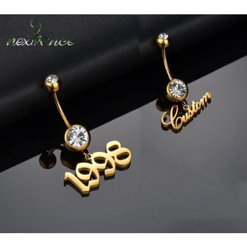 Nextvance Charm Customize Name Umbilical Nail Stainless Steel Zircon Pendant Personalized Nameplate for Women Girl Jewelry Gift