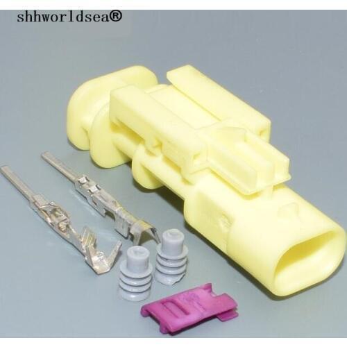 Shhworldsea 2 pin auto housing wire electrical male cable connector with terminals 1-1703498-4 rash sensor plug,injector plug