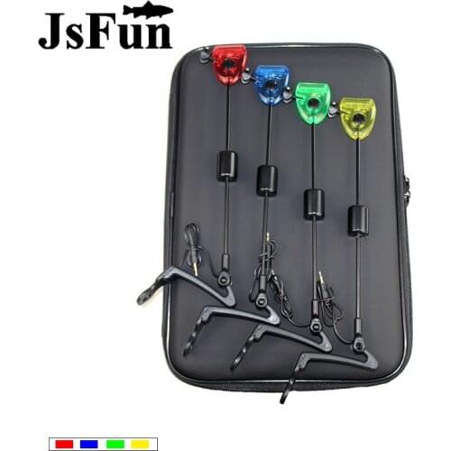 High quality 4 Color LED Light Carp Fishing Bite Alarm Rod Wobbler Fishing Alarms Swinger Set Sea Rod Bite Line Signaler N0163