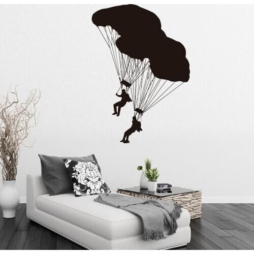 Athletes With Parachutes Large Wall Murals Home Living room Special Decoative Vinyl Wall Stickers Art Home Bedroom Decal W-494