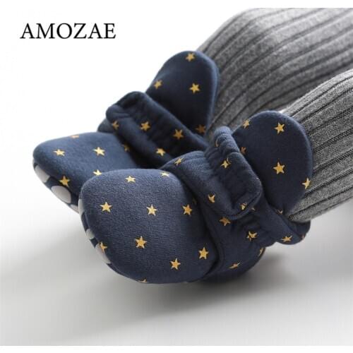 Newborn Baby Boy Girl Keep Warm Shoes Star Toddler First Walkers Winter Snow Boots Cotton Soft Bottom Anti-slip Infant hoes