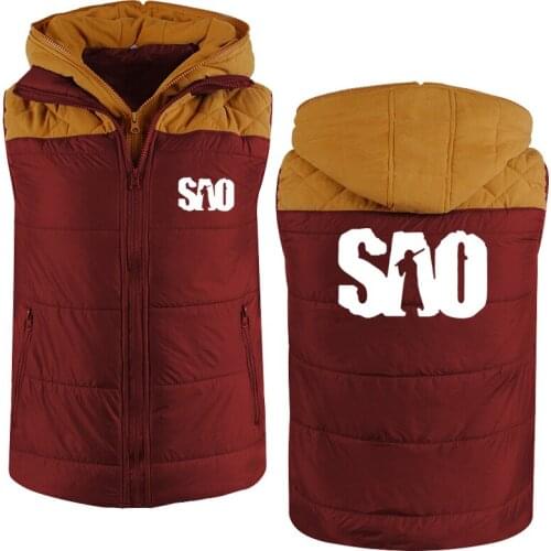 New Spring Autumn SAO Sword Art Mens hoodie high quality Cotton Harajuku Hip Hop sleeveless Mens Hoodie Zipper jacket Clothing