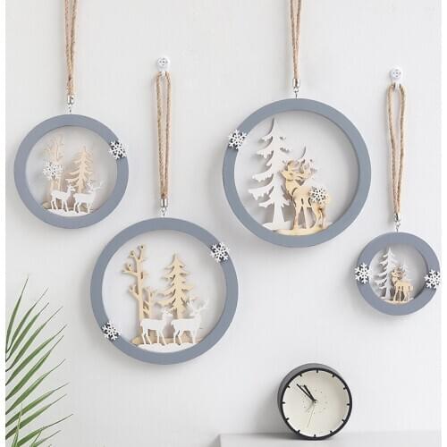 Room decoration European ins decorative wooden elk Christmas pendant creative home decoration wall decoration Christmas gifts