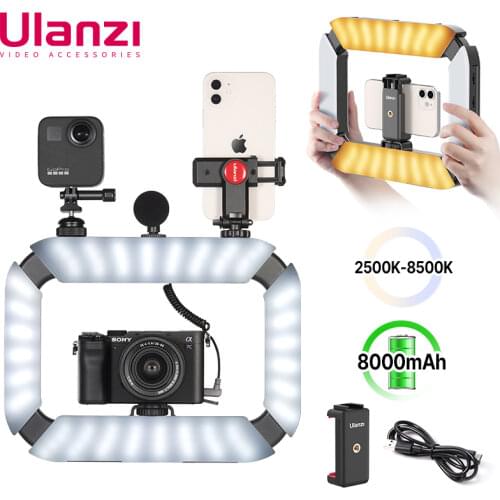 Ulanzi U-200 Smartphone Video Rig LED Video Light 2 in 1 Ring Light with Cold Shoe for Microphone Tiktok Youtube Live Rig Light