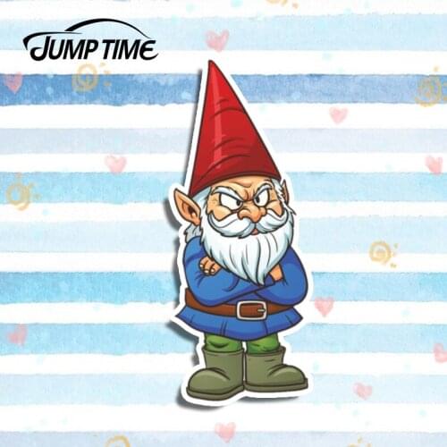 Jump Time 13cm x 5cm Car Sticker For Gnome Cartoon Decal Personality Car Styling Vinyl Decal Graphic Waterproof DIY Accessories