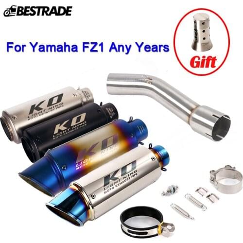 Motorcycle Exhaust System For Yamaha FZ1 All Years Mid Link Connect Tube 51mm Muffler Escape Tips With DB Killer Stainless Steel